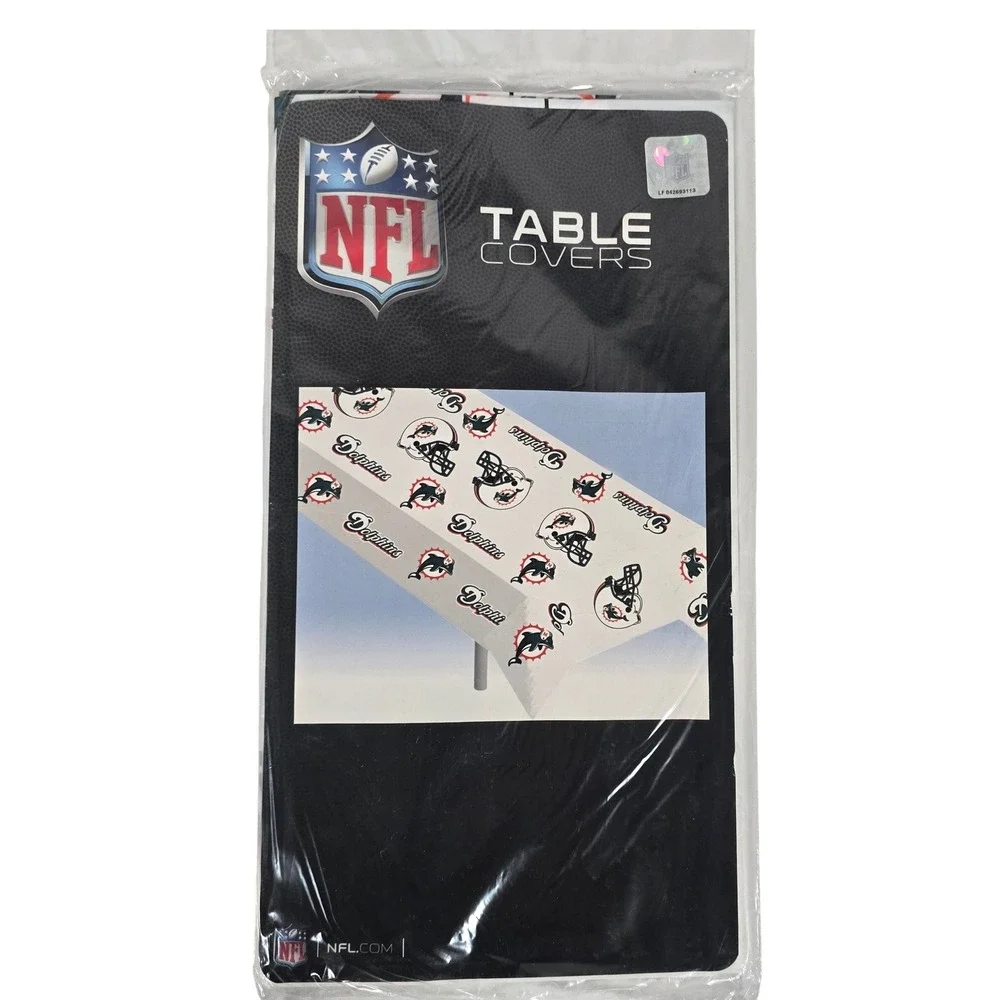 NFL Miami Dolphins Plastic Tablecover White Logo‎ Print Tailgate Party Decor